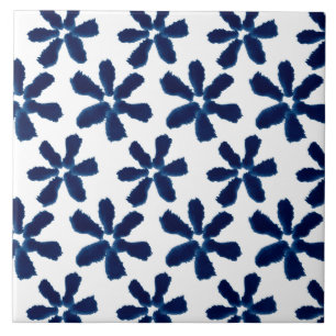 Tinta de Aguarela Floral Azul Índigo Branco