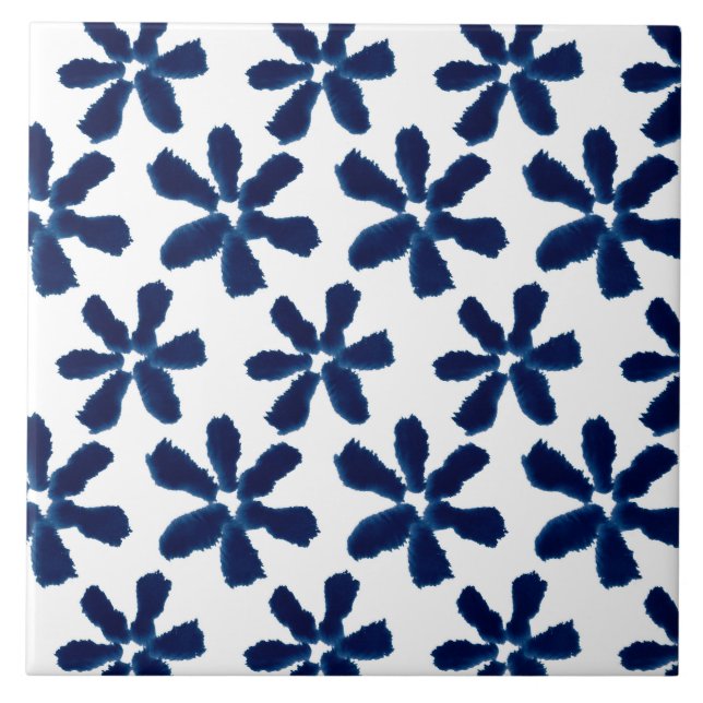 Tinta de Aguarela Floral Azul Índigo Branco (Frente)