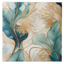 Tinta de álcool Abstrato única com limites de Ouro