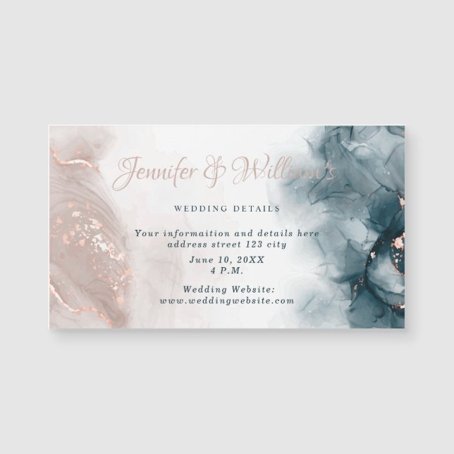 Tinta de Álcool Elegante Dourada Blush Azul Mínimo (Frente)