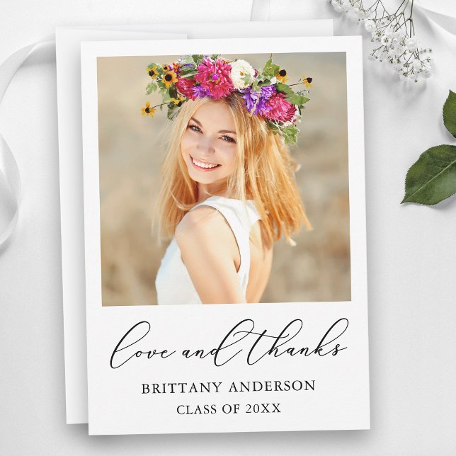Tinta de Caligrafia de Amor e Agradecimento para F (Customize to add text or more photos to back of card.)