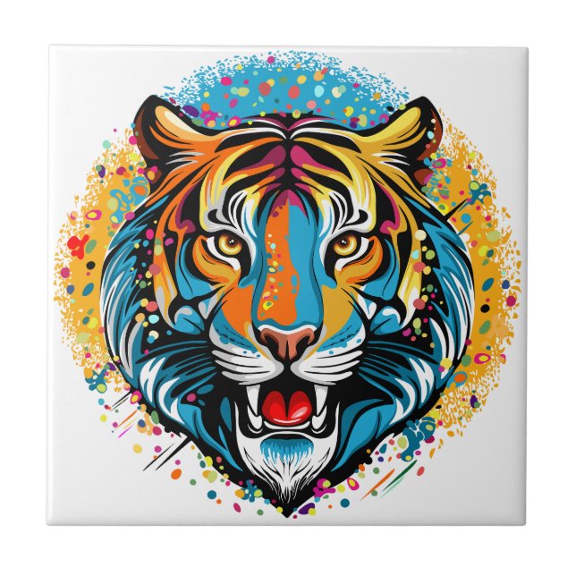 Tinta de cores do Arco-íris Cabeça de Tigre (Frente)