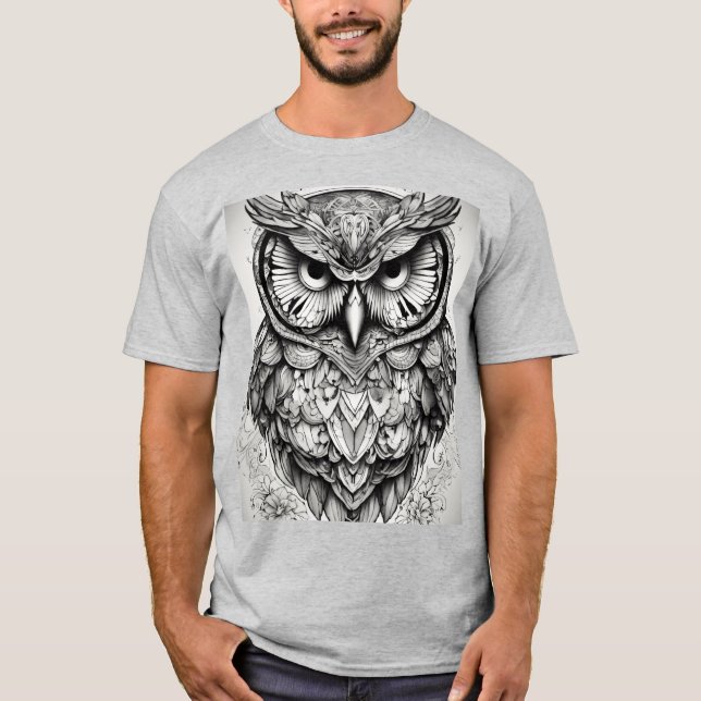 Tinta e Sabedoria: Camisetas de Tatuagem de Coruja (Frente)