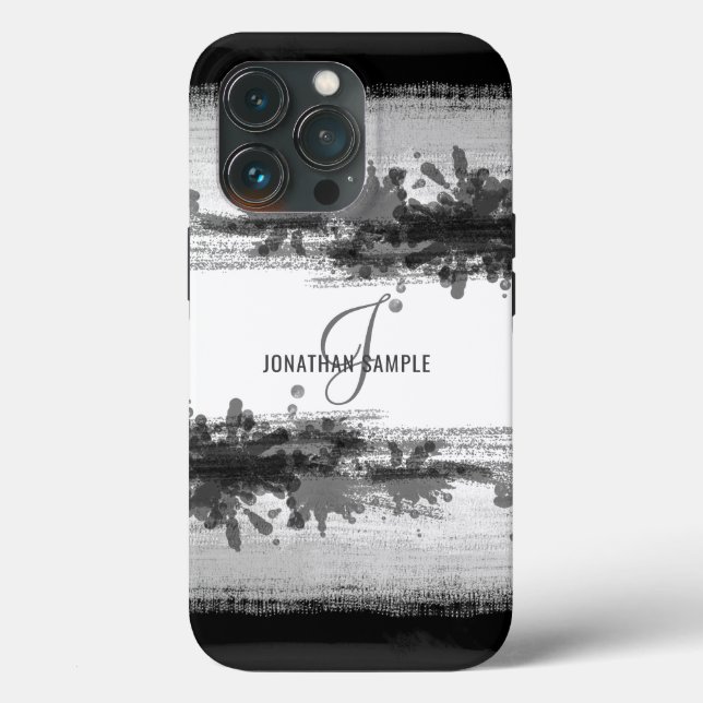 Tinta Preta | Monograma de Abstrato de Aquarela Pr (Verso)