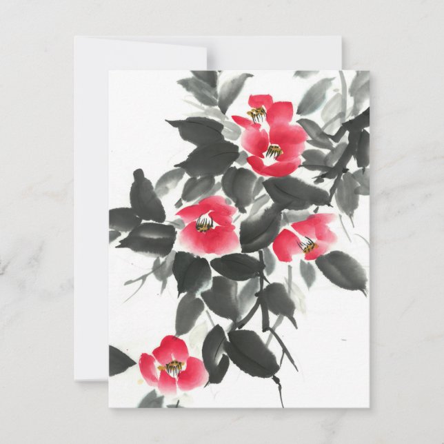 Tinta vermelha sumie e pintura aquosa (Frente)