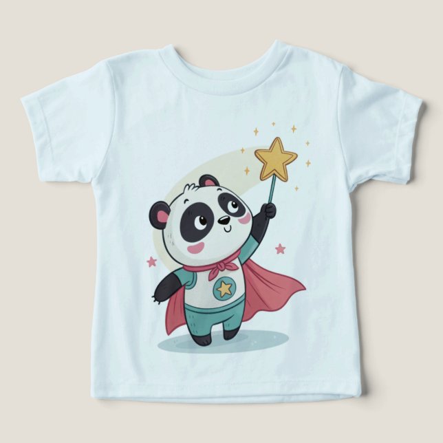 Tiny but Mighty – Superhero Panda Holding a Star  (Design frontal)