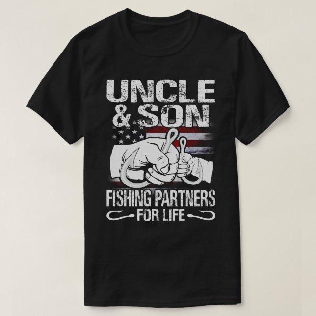 Tio e Filho Camisas de Combate Parceiros de Pesca (Frente do Design)