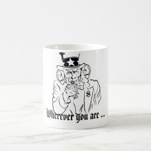 Tio SAM ouve Caneca de Café