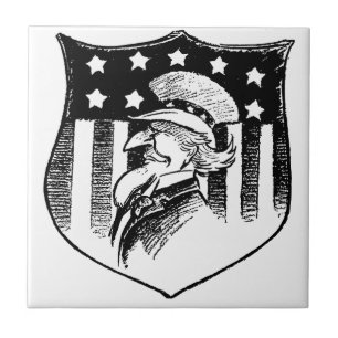 Tio Sam Patriótico Vintage e Bandeira Americana