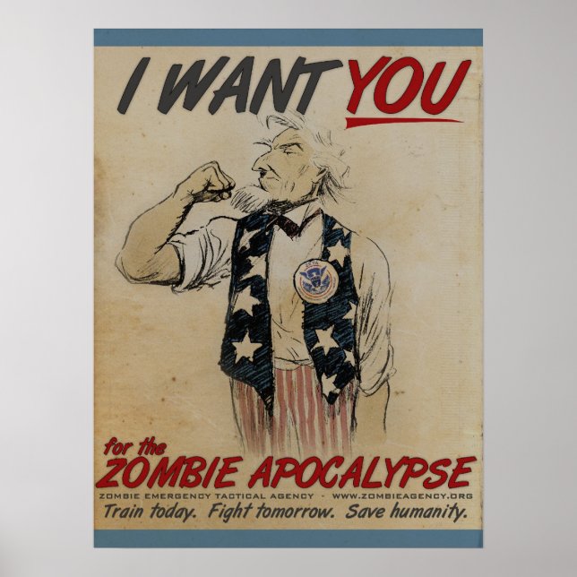 Tio Sam quer você para o Zombie Apocalypse Poster (Frente)