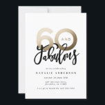 Típica moderna, preto e ouro 60 anos<br><div class="desc">Fazer 60, 60 e fabuloso convite de aniversário para tipografia moderna. Texto moderno do script na design de tipografia de tendência. Parte de uma coleção. As cores podem ser personalizadas. efeito Dourado.</div>