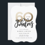 Típica moderna, preto e ouro 60 anos<br><div class="desc">Fazer 60, 60 e fabuloso convite de aniversário para tipografia moderna. Texto moderno do script na design de tipografia de tendência. Parte de uma coleção. As cores podem ser personalizadas. efeito Dourado.</div>