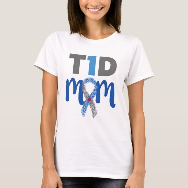 Tipo - 1 camisa da mamã do diabetes - consciência (Frente)