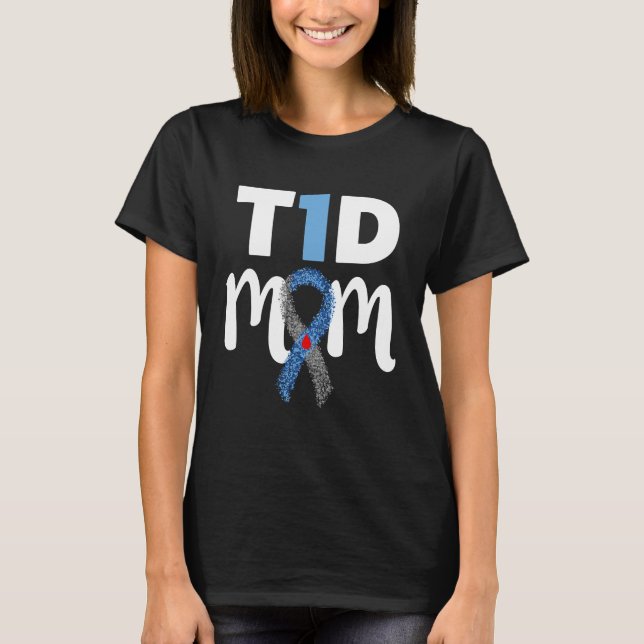 Tipo - 1 camisa da mamã do diabetes - consciência (Frente)