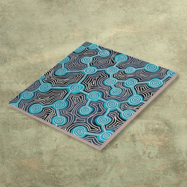 Tipo de abstrato do estilo original das Linhas de  (Life Lines Aboriginal Style Abstract Pattern Tile)