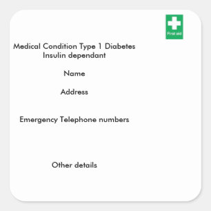Tipo - etiquetas alertas médicas de 1 diabetes