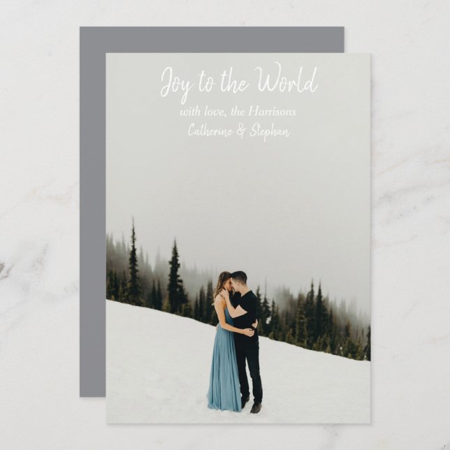 Tipografia Branca Simples Cartão de Natal Moderno (Frente/Verso)