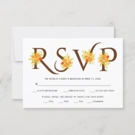 Tipografia castanha, cartão RSVP de casamento de r
