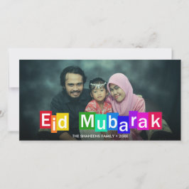 Tipografia Colorida Bloqueia Cartão com fotos Eid