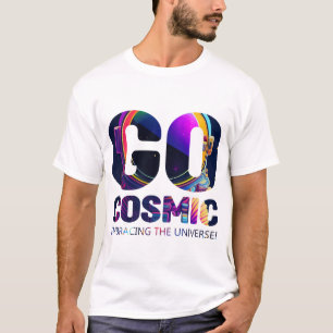 Tipografia Colorida Vai Camiseta Cósmica Masculina