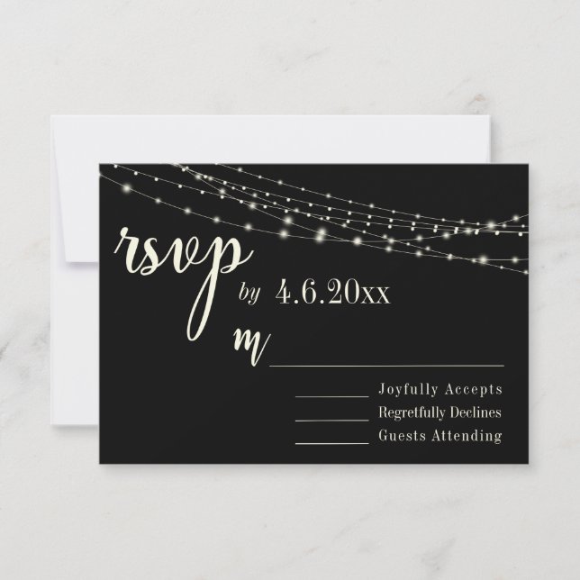 Tipografia Creme 32 no Preto com Luzes, RSVP (Frente)