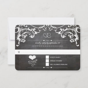 Tipografia de Corações Lindos em Quadro Negro RSVP