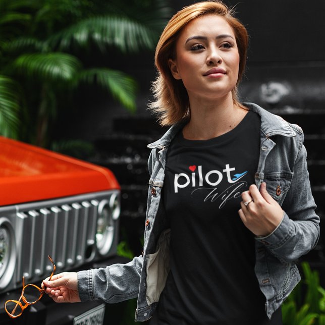 Tipografia de esposa piloto e avião simples, minim (Criador carregado)