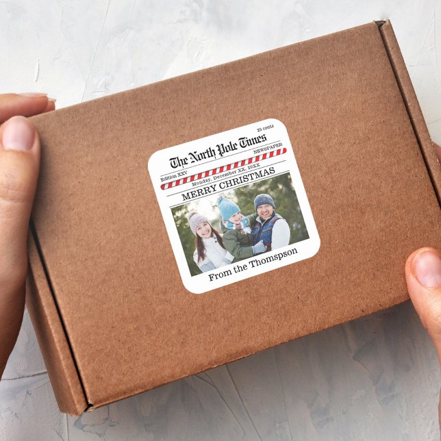 Tipografia de Feliz Natal Foto Adesivo (Merry Christmas photo sticker. )