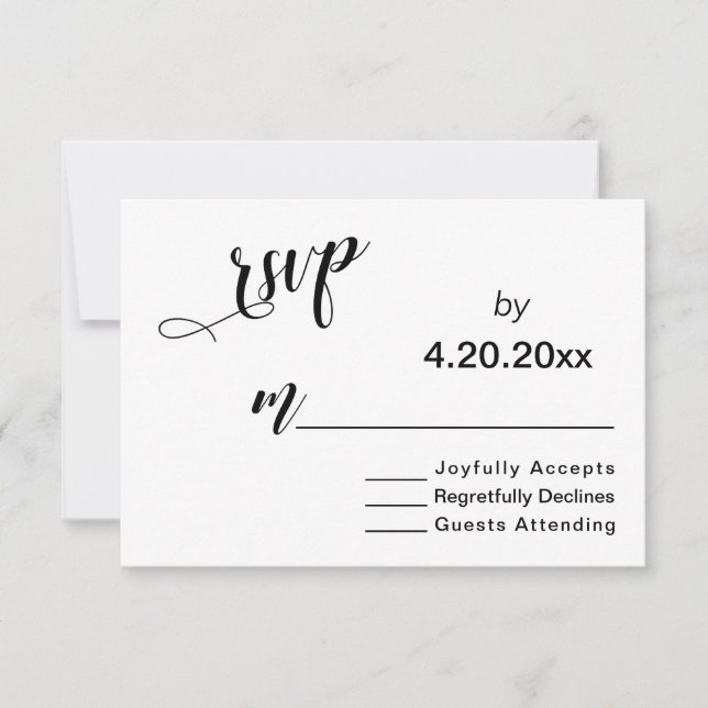 Tipografia de Letra Elegante, RSVP de Casamento Mi (Frente)