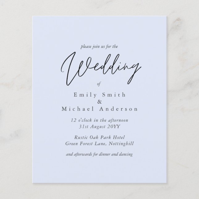 Tipografia de Script Azul Claro Apenas Casamento O (Frente)