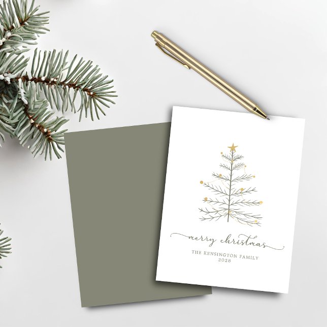Tipografia de Script de Árvore de Natal Merry (Budget Merry Christmas Tree Script Typography Card)
