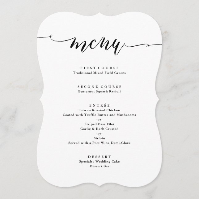 Tipografia de Script Simples | Menu Casamento (Frente)