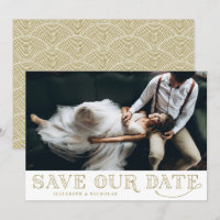 Tipografia do Gatsby Art Deco Dourada Salve a Data