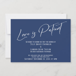 Tipografia Elegante Amor é Paciente Cartão Azul-Ma