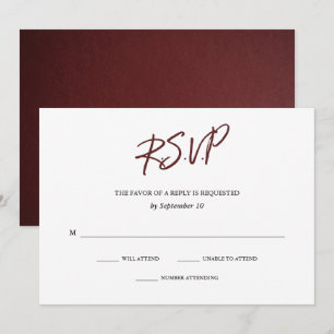 Tipografia Elegante Cartão RSVP de Casamento de