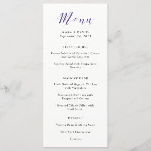 Tipografia Elegante Menu Casamento Violeta