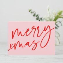 Tipografia Feliz Natal Vermelho & Rosa Cartão de F