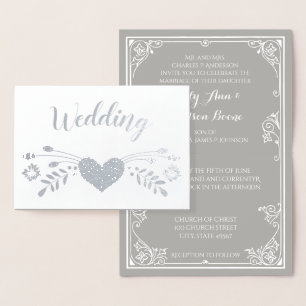 Tipografia Floral da Silver Foil Convites para Cas