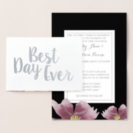 Tipografia Floral da Silver Foil Convites para Cas