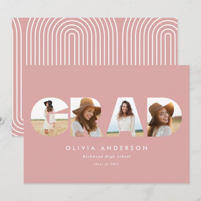 Tipografia geométrica moderna multifotografia cor- (Frente/Verso)