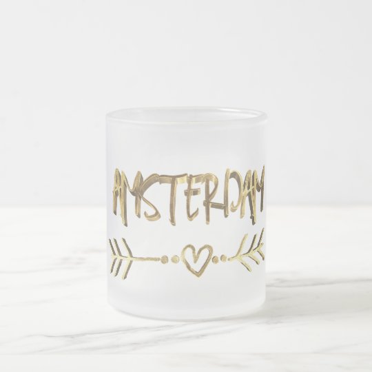 Tipografia holandesa do ouro do amor de Amsterdão Caneca De Café Vidro Jateado