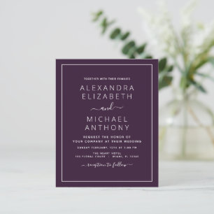 Tipografia Moderna de Casamento com Ameixa de Orç