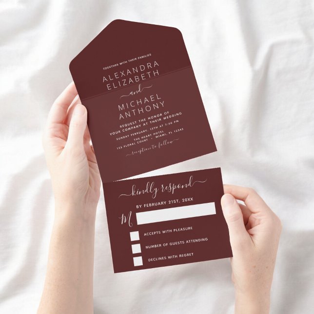 Tipografia Moderna de Casamento Simples e Burgundy (Criador carregado)