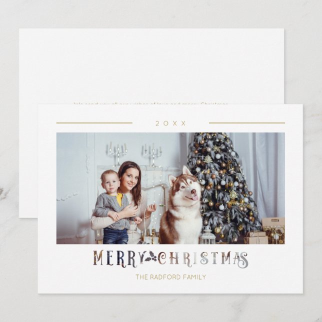 Tipografia Moderna de Feliz Natal com Foto Persona (Frente/Verso)