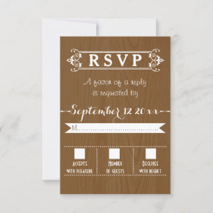 Tipografia moderna RSVP wedding de madeira rústic