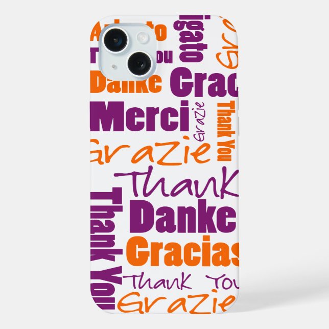 Tipografia Multilingue Laranja Roxo Obrigado (Verso)