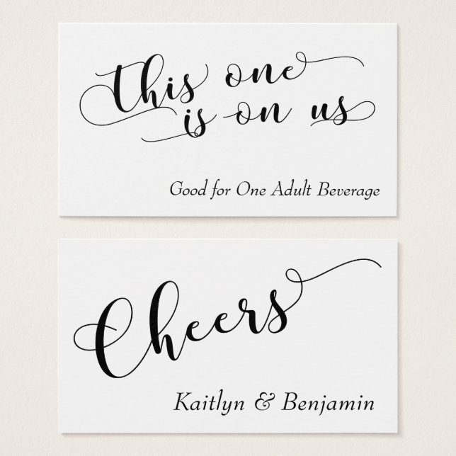 Tipografia Negra Elegante em Bilhetes Brancos (Frente & Verso)