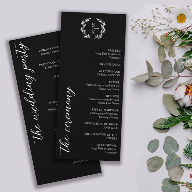 Tipografia Negra Laurel Wreath Monogramas (Criador carregado)