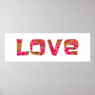 tipografia por amor de flor rosa poster