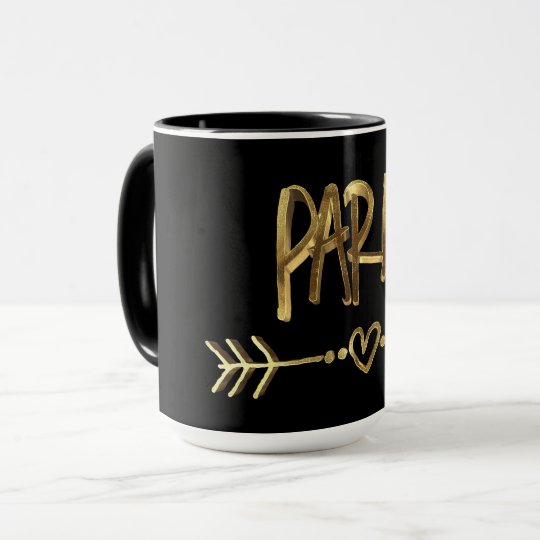 Tipografia preta do olhar do ouro de Paris France Caneca